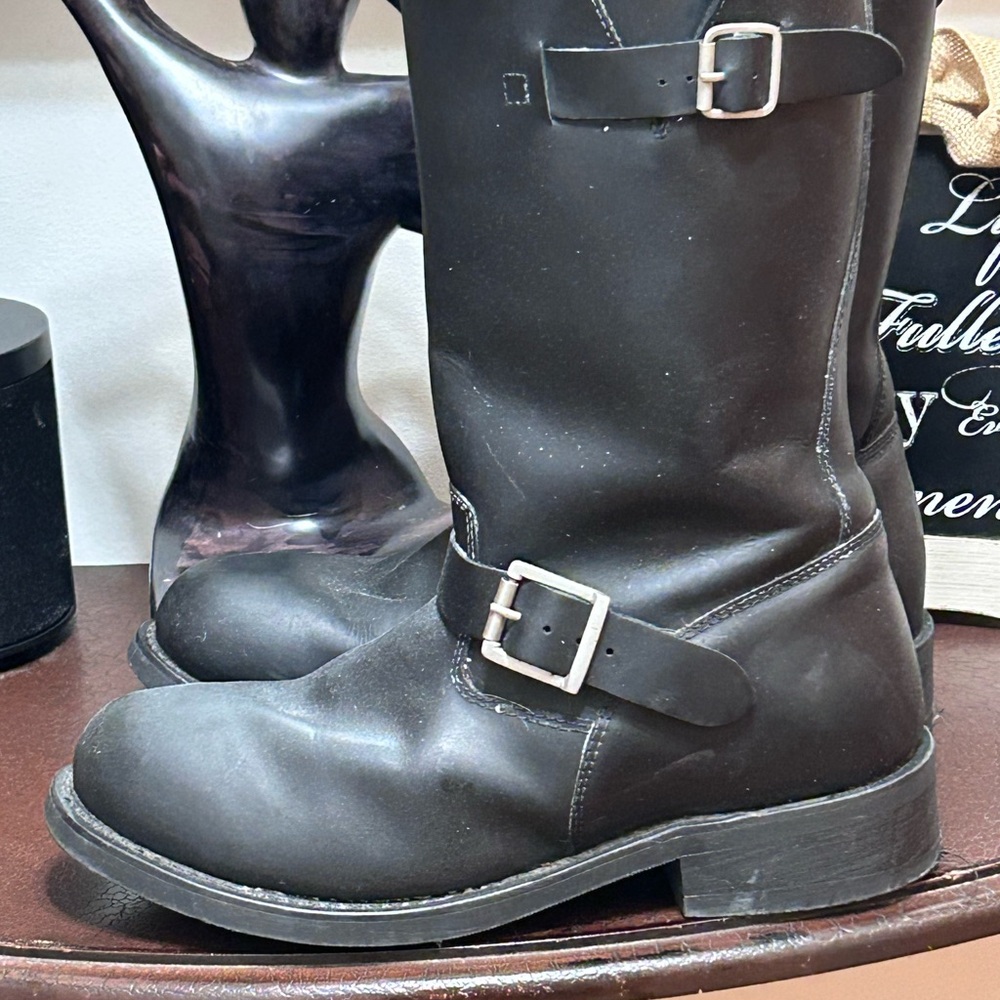 Dingo Men's Black Leather Buckle Boots